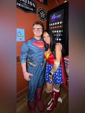 Halloween Superman and Wonder Woman Costumes For Adults COUPLE BOTH SIZE M
